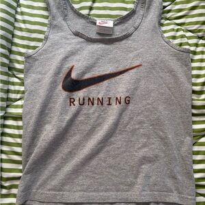 Nike Grey Tank Top with Black and Orange Swoosh